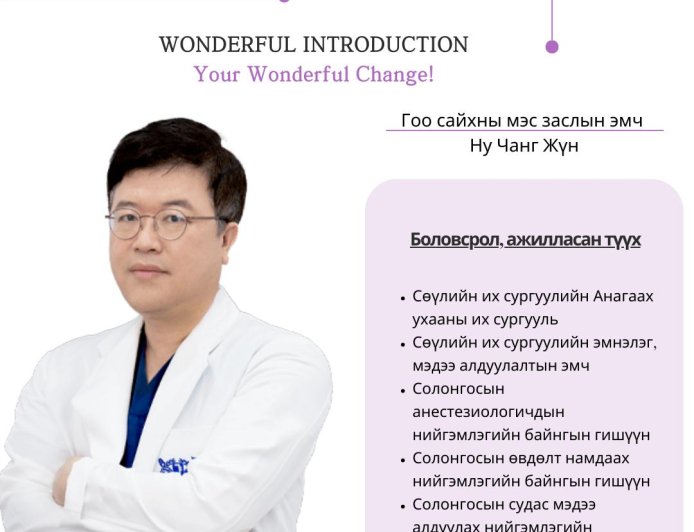 "Wonderful"  Гоо сайхны мэс заслын эмнэлэг , Гоо сайхны мэс заслын эмч Ну Чанг Жүн